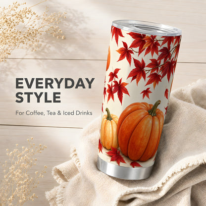 #pl[20oz|Steel] Autumn Pumpkin Tumbler 20oz, Harvest Tumbler, Stainless Steel Travel Cup