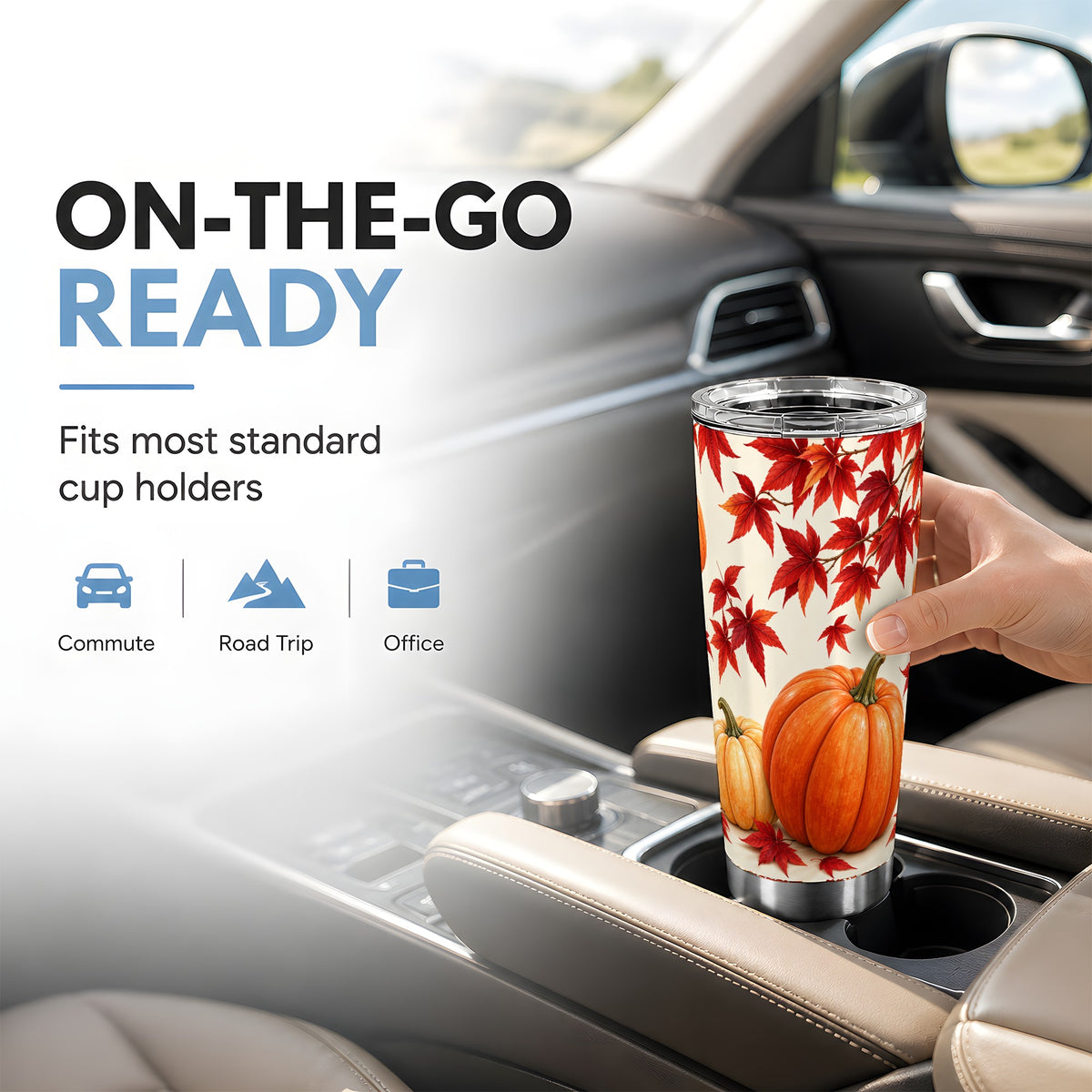 #pl[20oz|Steel] Autumn Pumpkin Tumbler 20oz, Harvest Tumbler, Stainless Steel Travel Cup