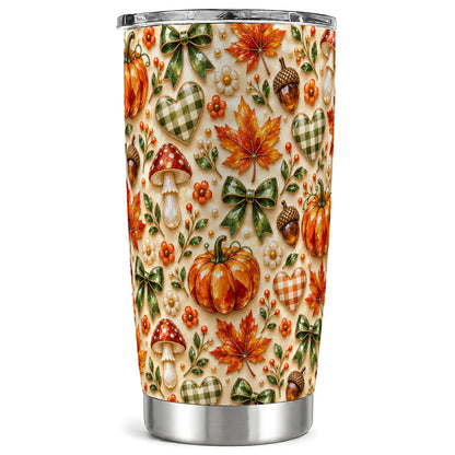 Fall Woodland Tumbler 20oz, Pumpkin Tumbler, Stainless Steel Travel Cup