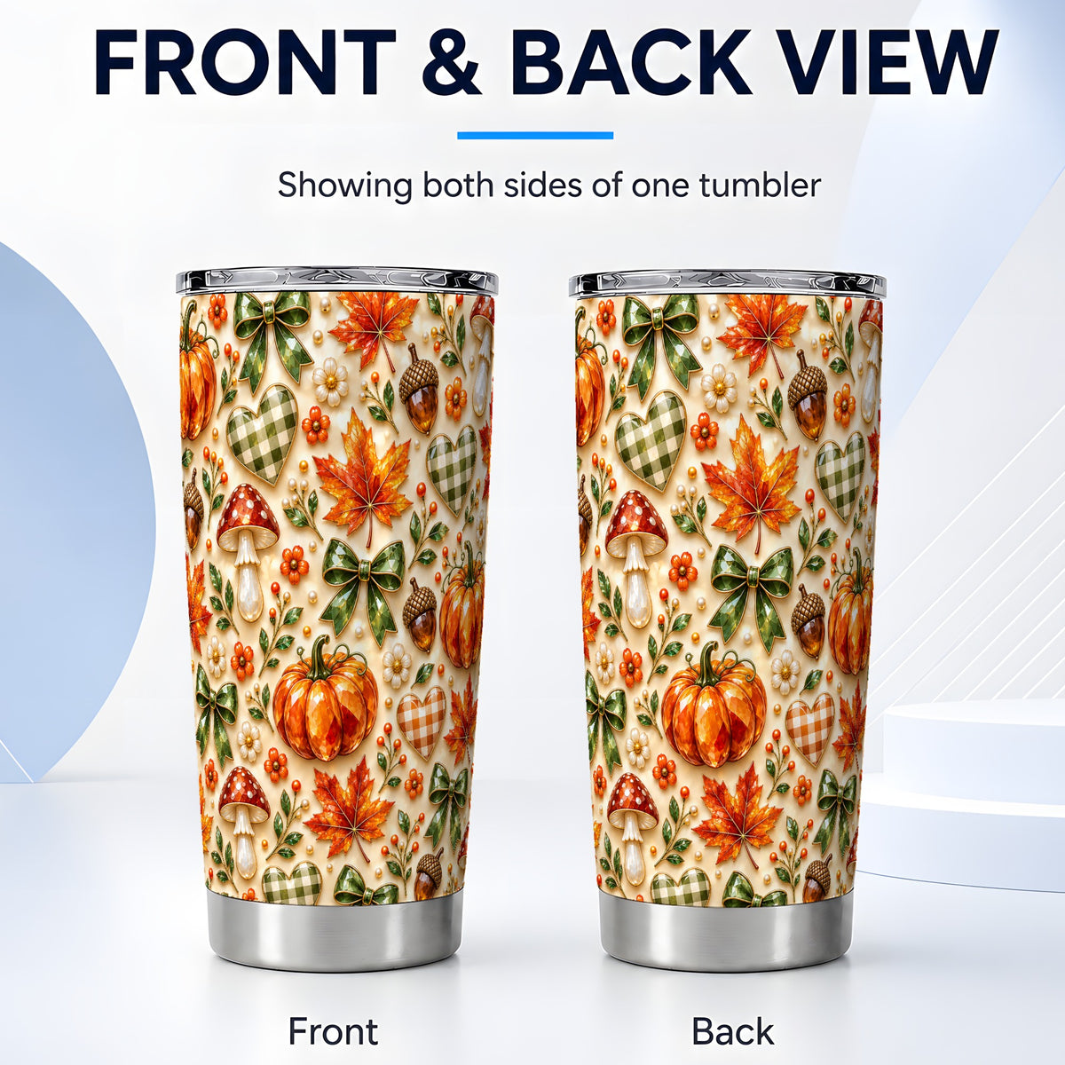 #pl[20oz|Steel] Fall Woodland Tumbler 20oz, Pumpkin Tumbler, Stainless Steel Travel Cup