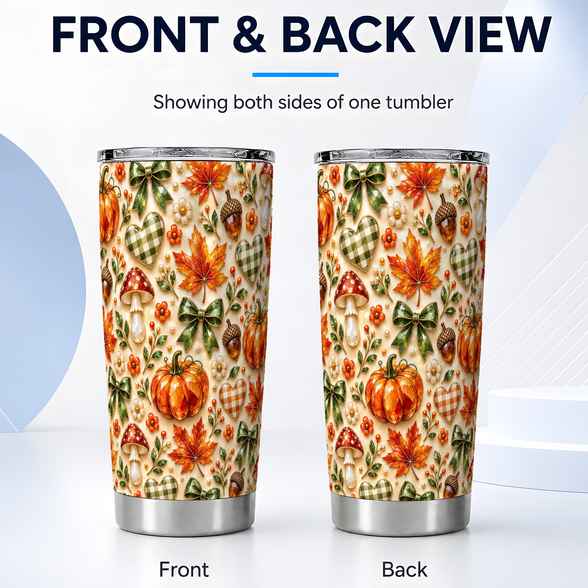 #pl[20oz|Steel] Fall Woodland Tumbler 20oz, Pumpkin Tumbler, Stainless Steel Travel Cup