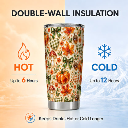 #pl[20oz|Steel] Fall Woodland Tumbler 20oz, Pumpkin Tumbler, Stainless Steel Travel Cup