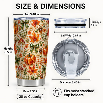 #pl[20oz|Steel] Fall Woodland Tumbler 20oz, Pumpkin Tumbler, Stainless Steel Travel Cup