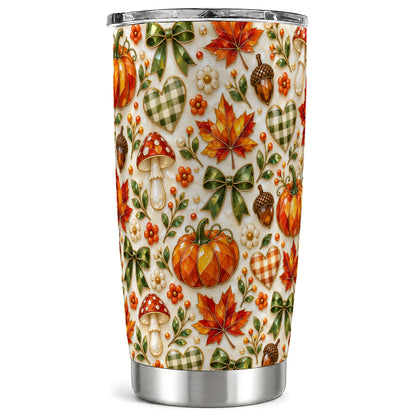 Faceted Fall Tumbler 20oz, Pumpkin Tumbler, Stainless Steel Travel Cup