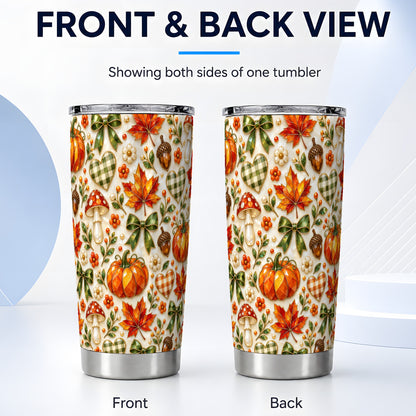 #pl[20oz|Steel] Faceted Fall Tumbler 20oz, Pumpkin Tumbler, Stainless Steel Travel Cup