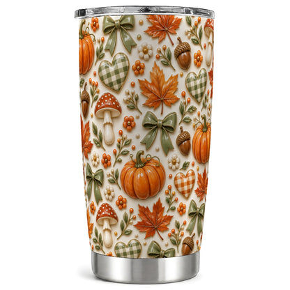 Harvest Pumpkin Tumbler 20oz, Autumn Tumbler, Stainless Steel Travel Cup