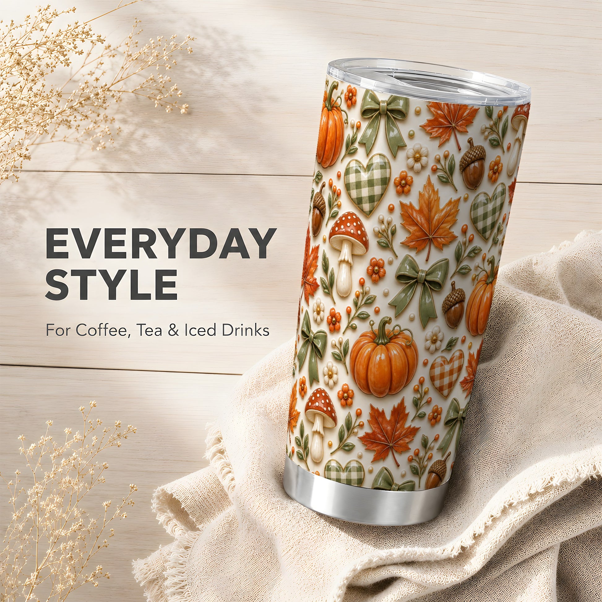 #pl[20oz|Steel] Harvest Pumpkin Tumbler 20oz, Autumn Tumbler, Stainless Steel Travel Cup