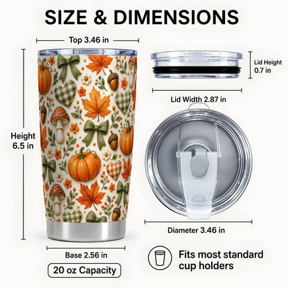 #pl[20oz|Steel] Autumn Pumpkin Tumbler 20oz, Fall Tumbler, Stainless Steel Travel Cup