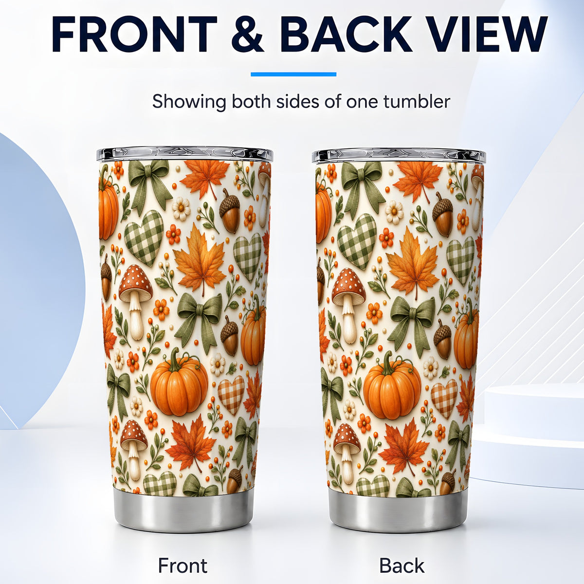 #pl[20oz|Steel] Autumn Pumpkin Tumbler 20oz, Fall Tumbler, Stainless Steel Travel Cup