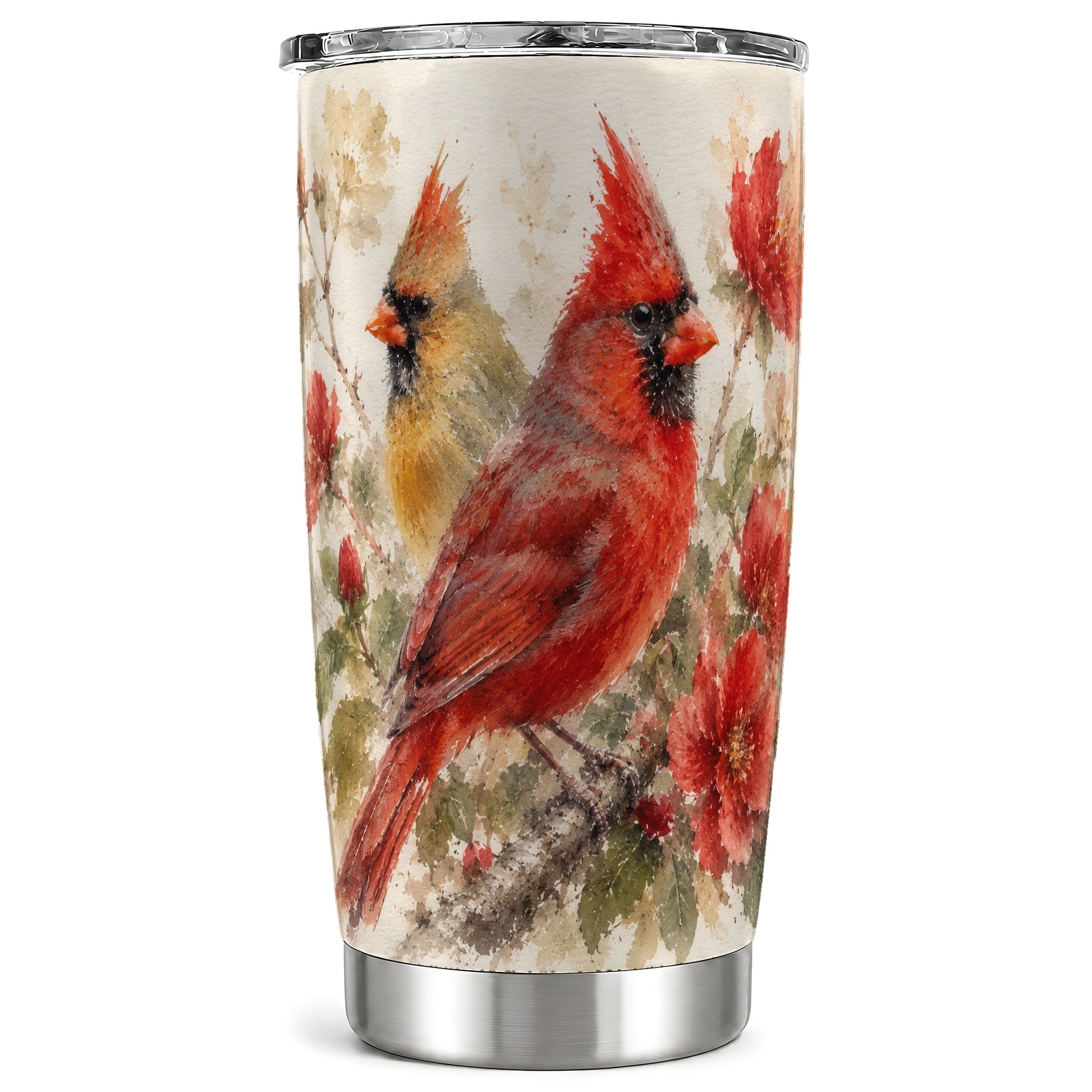 Red Cardinal Tumbler 20oz, Bird Tumbler, Stainless Steel Travel Cup