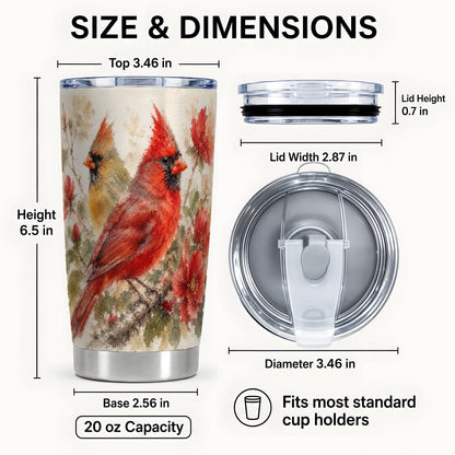 #pl[20oz|Steel] Red Cardinal Tumbler 20oz, Bird Tumbler, Stainless Steel Travel Cup