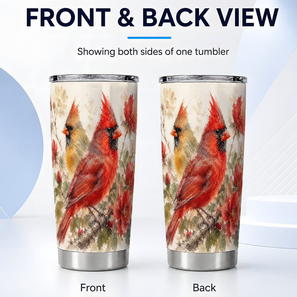 #pl[20oz|Steel] Red Cardinal Tumbler 20oz, Bird Tumbler, Stainless Steel Travel Cup