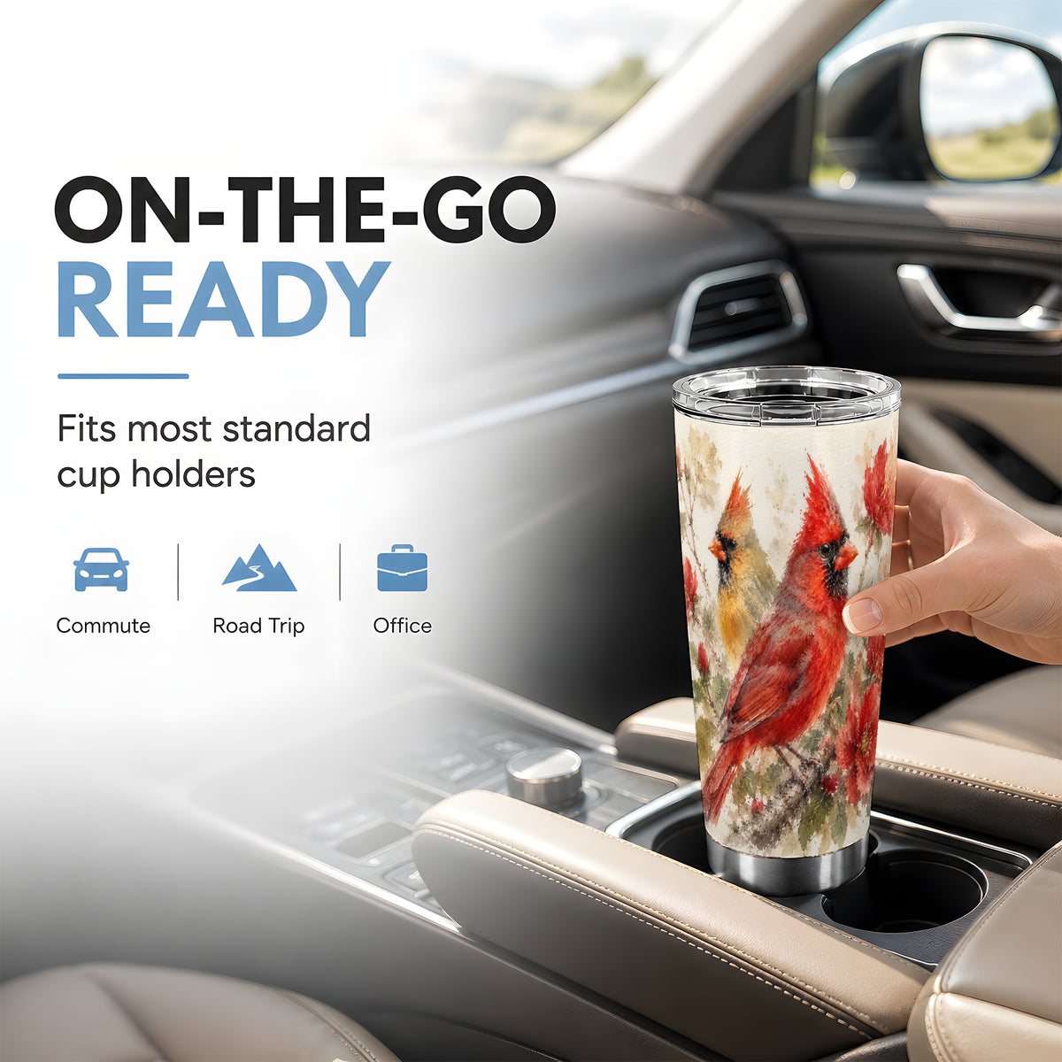 #pl[20oz|Steel] Red Cardinal Tumbler 20oz, Bird Tumbler, Stainless Steel Travel Cup
