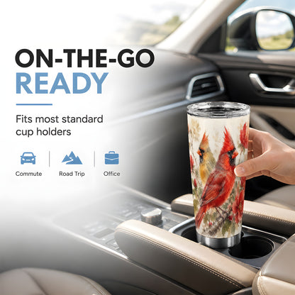 #pl[20oz|Steel] Red Cardinal Tumbler 20oz, Bird Tumbler, Stainless Steel Travel Cup