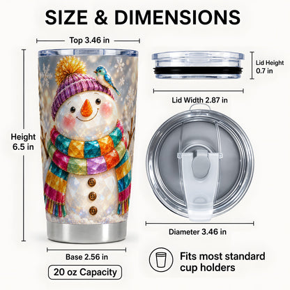 #pl[20oz|Steel] Jewel Tone Snowman Tumbler 20oz, Winter Tumbler, Stainless Steel Travel Cup