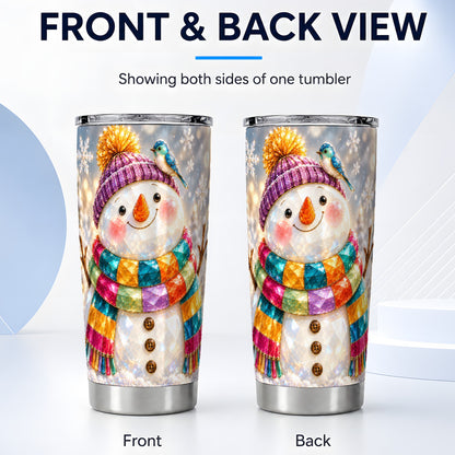 #pl[20oz|Steel] Jewel Tone Snowman Tumbler 20oz, Winter Tumbler, Stainless Steel Travel Cup