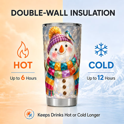 #pl[20oz|Steel] Jewel Tone Snowman Tumbler 20oz, Winter Tumbler, Stainless Steel Travel Cup