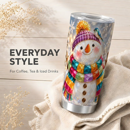 #pl[20oz|Steel] Jewel Tone Snowman Tumbler 20oz, Winter Tumbler, Stainless Steel Travel Cup