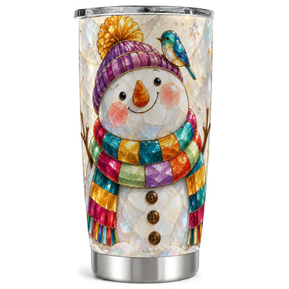 Rainbow Snowman Tumbler 20oz, Winter Tumbler, Stainless Steel Travel Cup