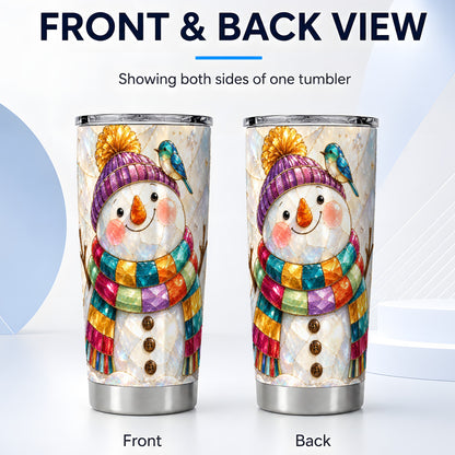 #pl[20oz|Steel] Rainbow Snowman Tumbler 20oz, Winter Tumbler, Stainless Steel Travel Cup