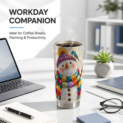 #pl[20oz|Steel] Rainbow Snowman Tumbler 20oz, Winter Tumbler, Stainless Steel Travel Cup
