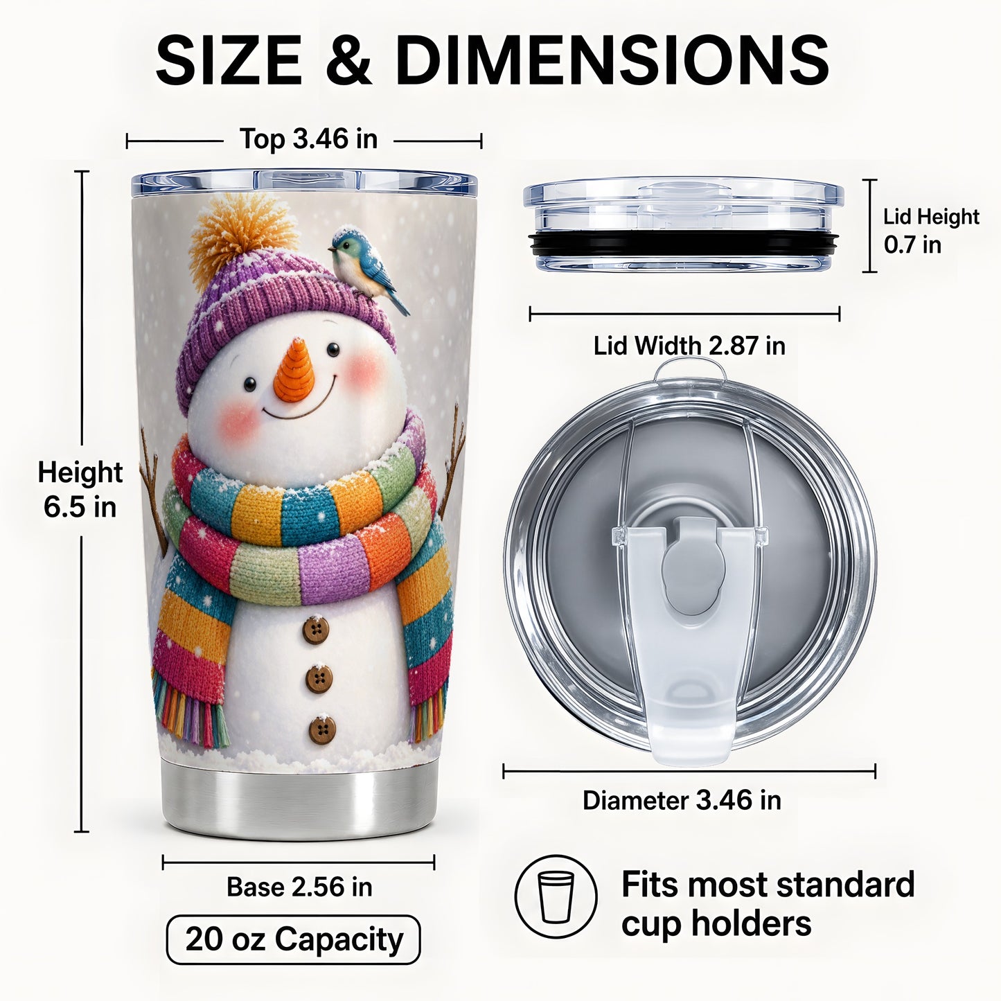 #pl[20oz|Steel] Cozy Snowman Tumbler 20oz, Winter Bird Tumbler, Stainless Steel Travel Cup