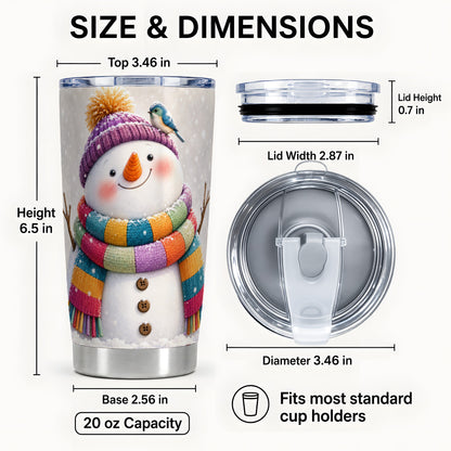 #pl[20oz|Steel] Cozy Snowman Tumbler 20oz, Winter Bird Tumbler, Stainless Steel Travel Cup