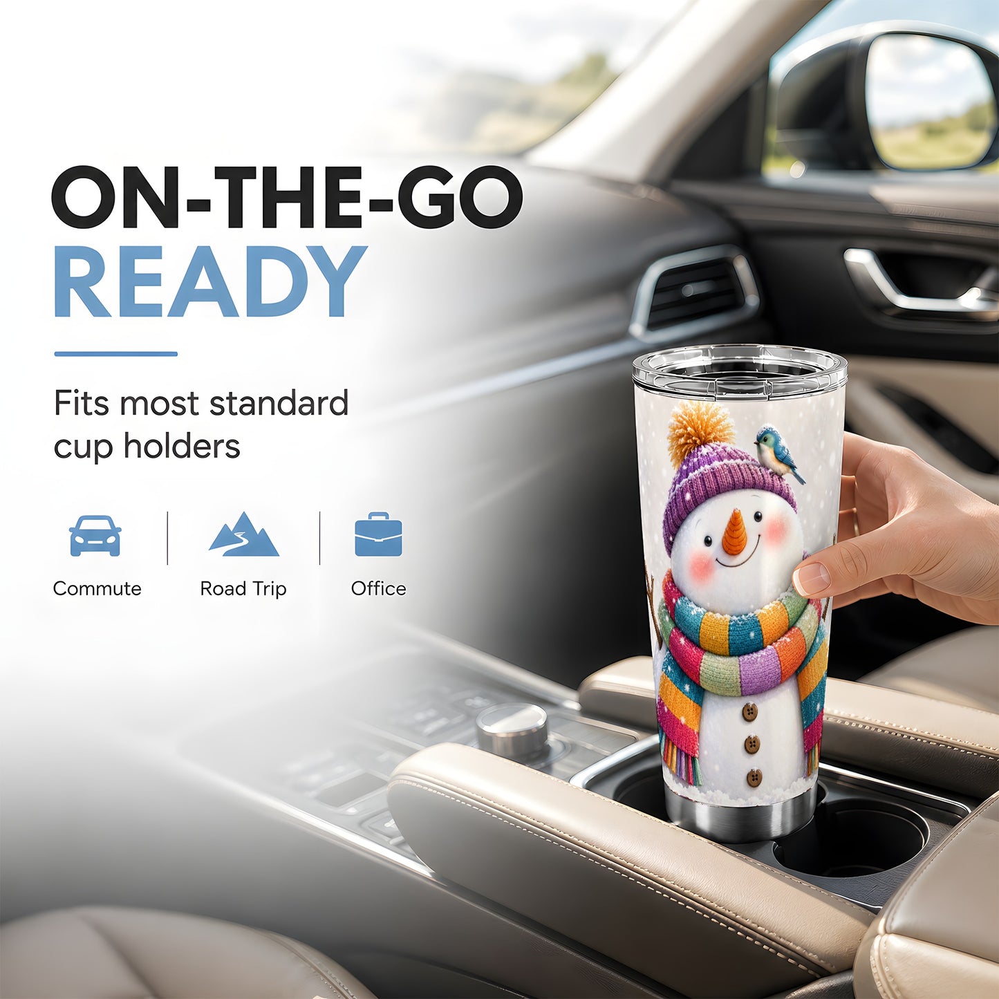 #pl[20oz|Steel] Cozy Snowman Tumbler 20oz, Winter Bird Tumbler, Stainless Steel Travel Cup