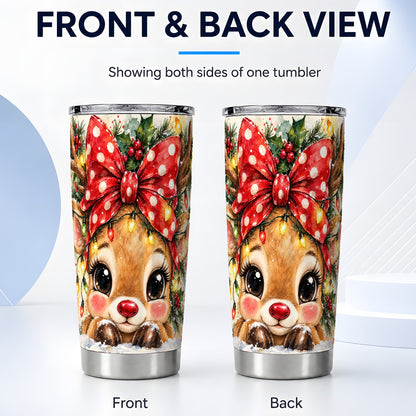 #pl[20oz|Steel] Cute Reindeer Tumbler 20oz, Christmas Tumbler, Stainless Steel Travel Cup
