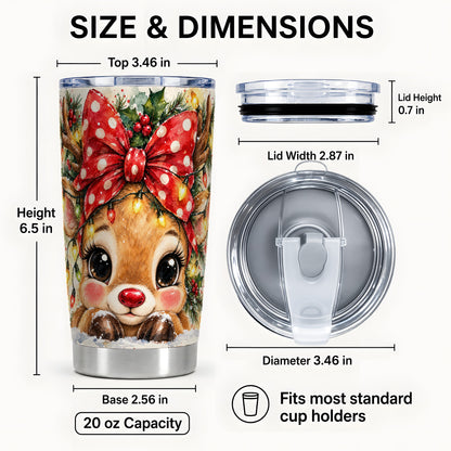#pl[20oz|Steel] Cute Reindeer Tumbler 20oz, Christmas Tumbler, Stainless Steel Travel Cup