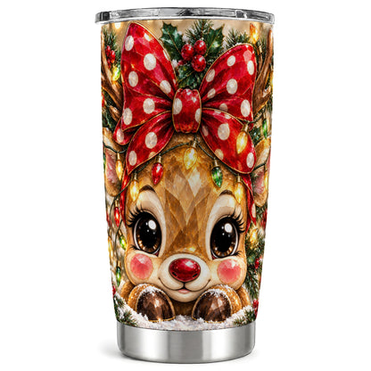 Jeweled Reindeer Tumbler 20oz, Holiday Tumbler, Stainless Steel Travel Cup