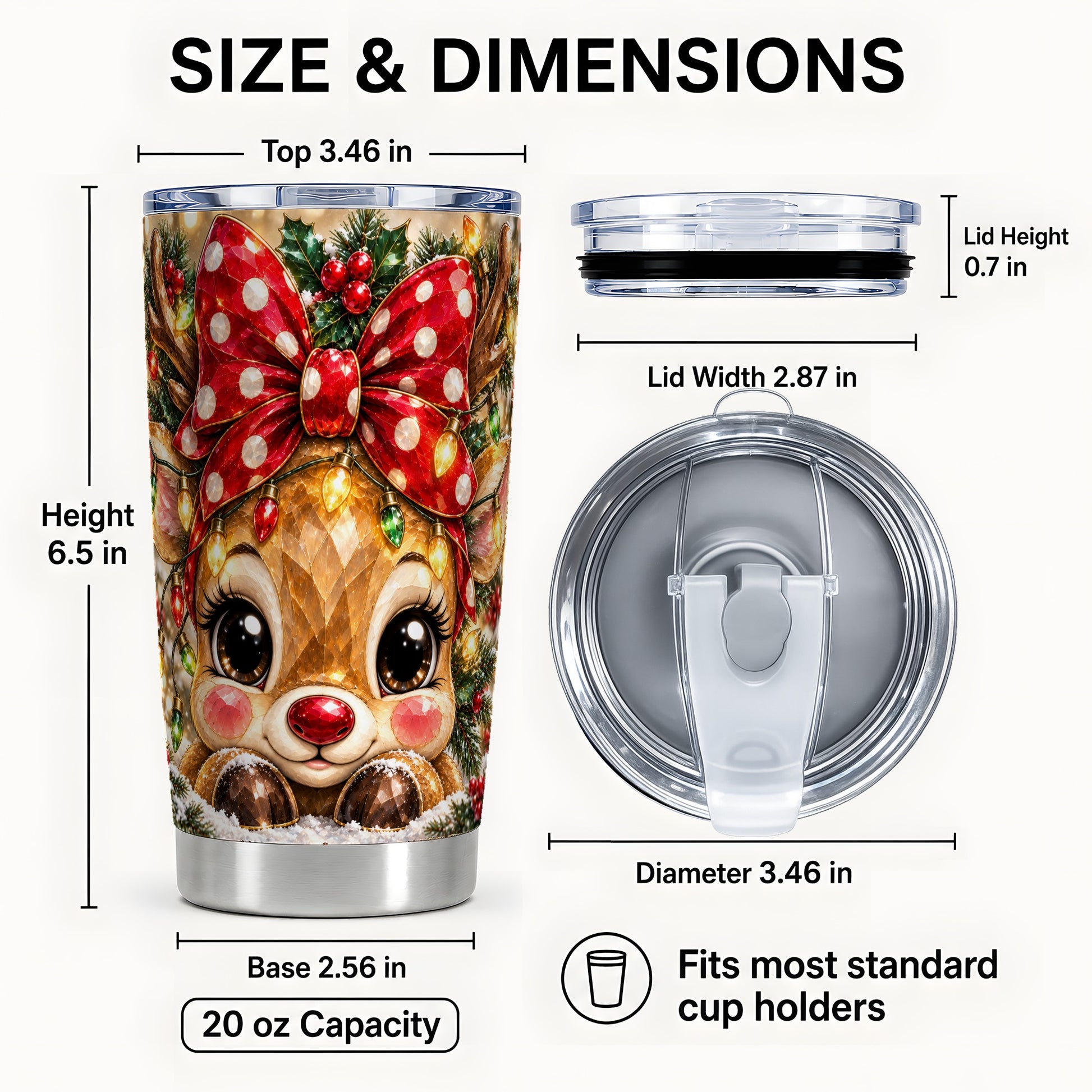 #pl[20oz|Steel] Jeweled Reindeer Tumbler 20oz, Holiday Tumbler, Stainless Steel Travel Cup
