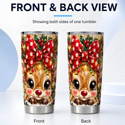 #pl[20oz|Steel] Jeweled Reindeer Tumbler 20oz, Holiday Tumbler, Stainless Steel Travel Cup