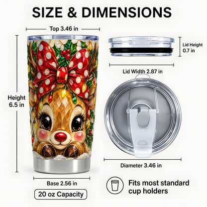 #pl[20oz|Steel] Mosaic Reindeer Tumbler 20oz, Christmas Tumbler, Stainless Steel Travel Cup