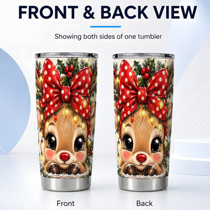 #pl[20oz|Steel] Cute Reindeer 20oz Tumbler, Holiday Tumbler, Stainless Steel Travel Cup