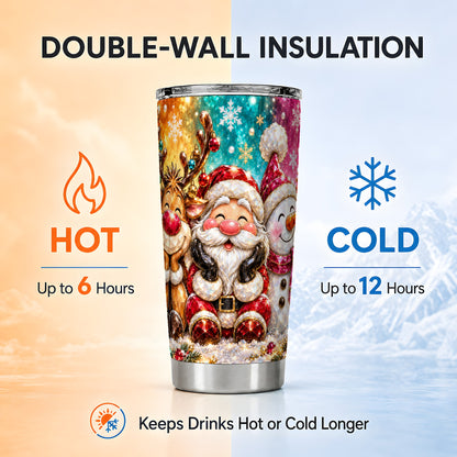 #pl[20oz|Steel] Christmas Friends 20oz Tumbler, Festive Tumbler, Stainless Steel Travel Cup