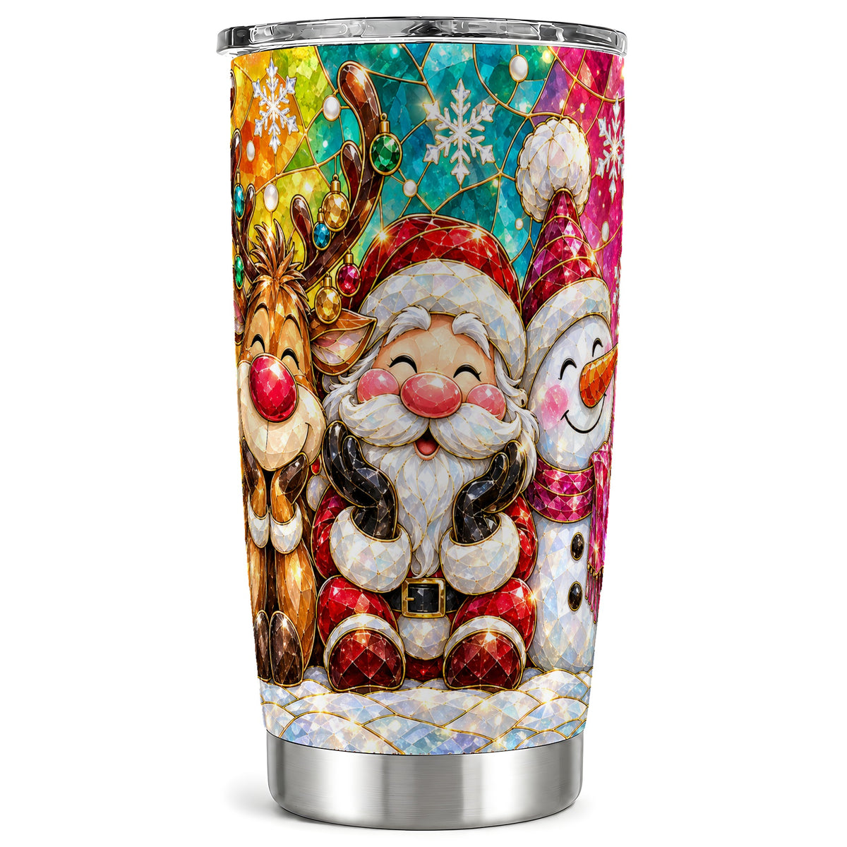 Stained Glass 20oz Tumbler, Christmas Tumbler, Stainless Steel Travel Cup