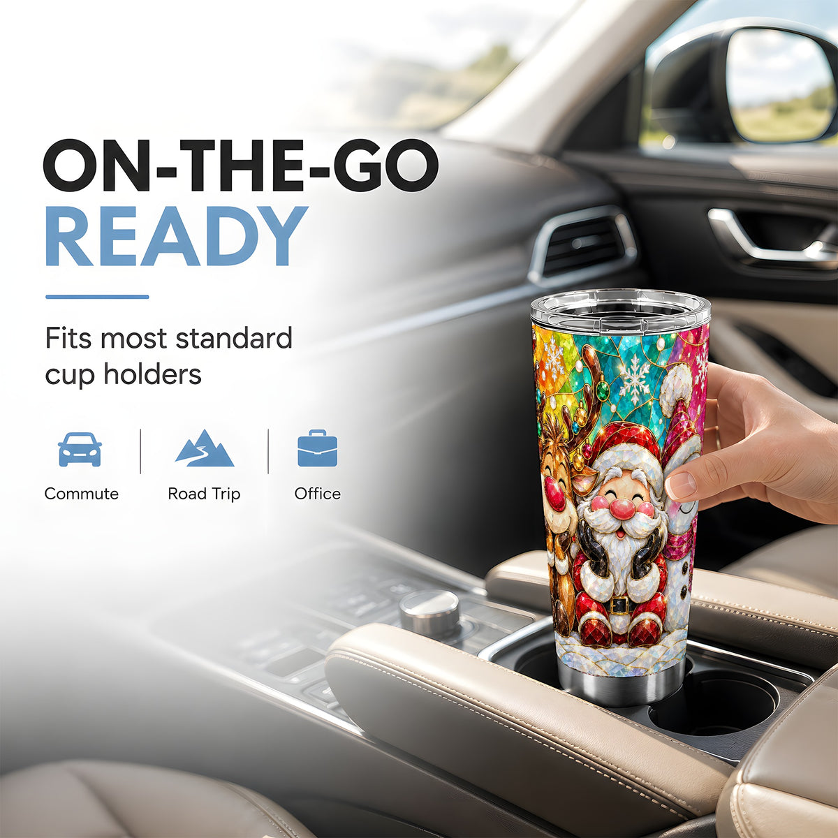 #pl[20oz|Steel] Stained Glass 20oz Tumbler, Christmas Tumbler, Stainless Steel Travel Cup