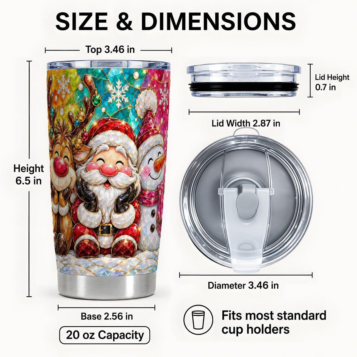 #pl[20oz|Steel] Stained Glass 20oz Tumbler, Christmas Tumbler, Stainless Steel Travel Cup