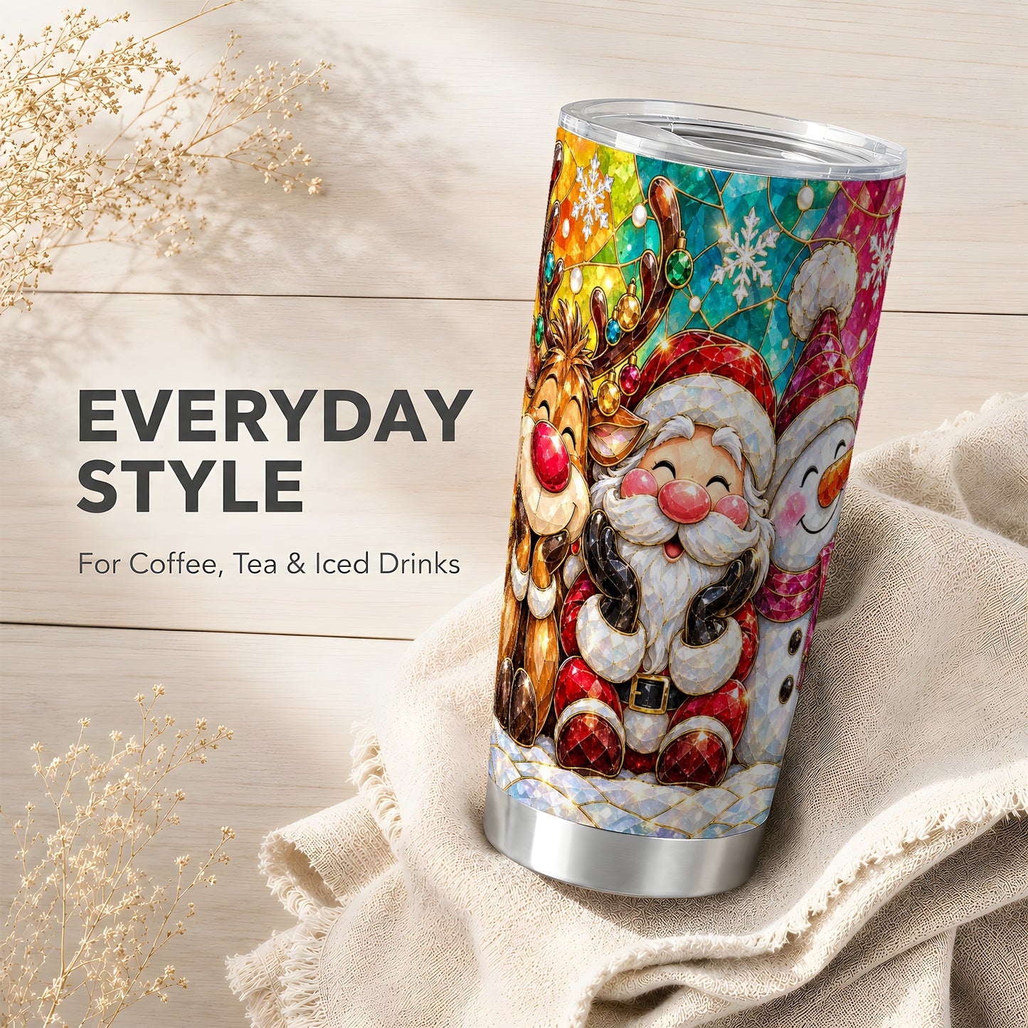 #pl[20oz|Steel] Stained Glass 20oz Tumbler, Christmas Tumbler, Stainless Steel Travel Cup