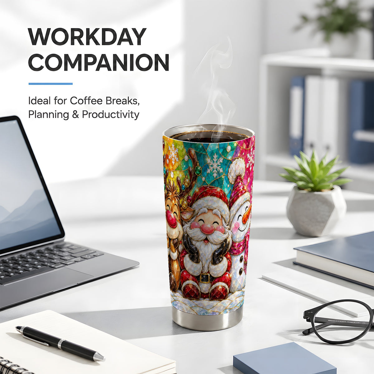 #pl[20oz|Steel] Stained Glass 20oz Tumbler, Christmas Tumbler, Stainless Steel Travel Cup