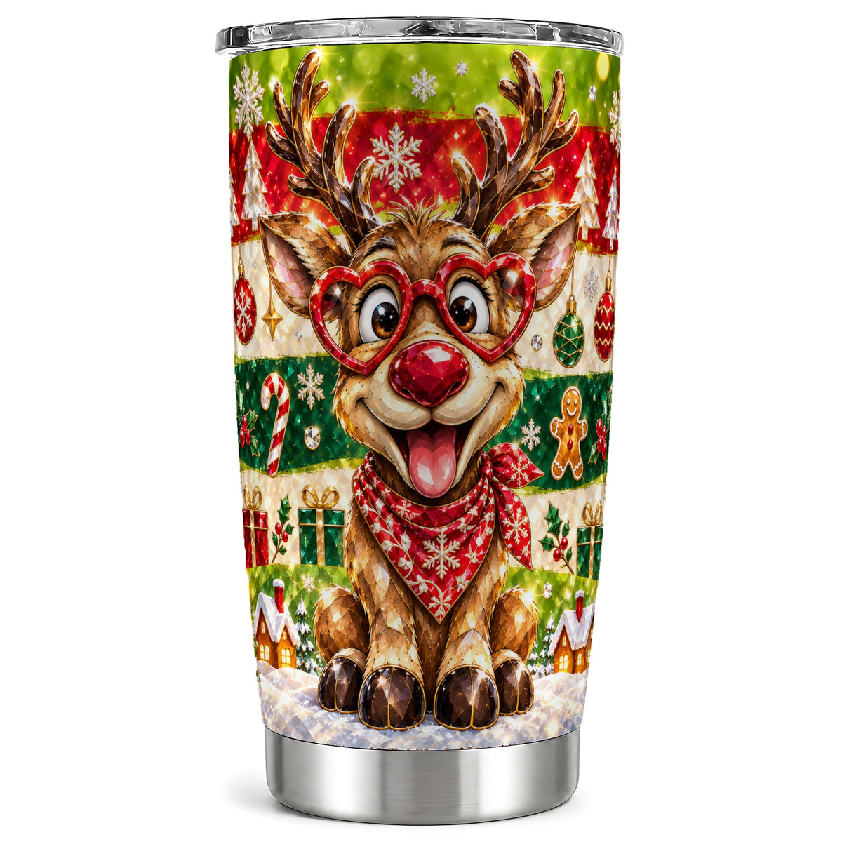 Funny Reindeer 20oz Tumbler, Christmas Tumbler, Stainless Steel Travel Cup