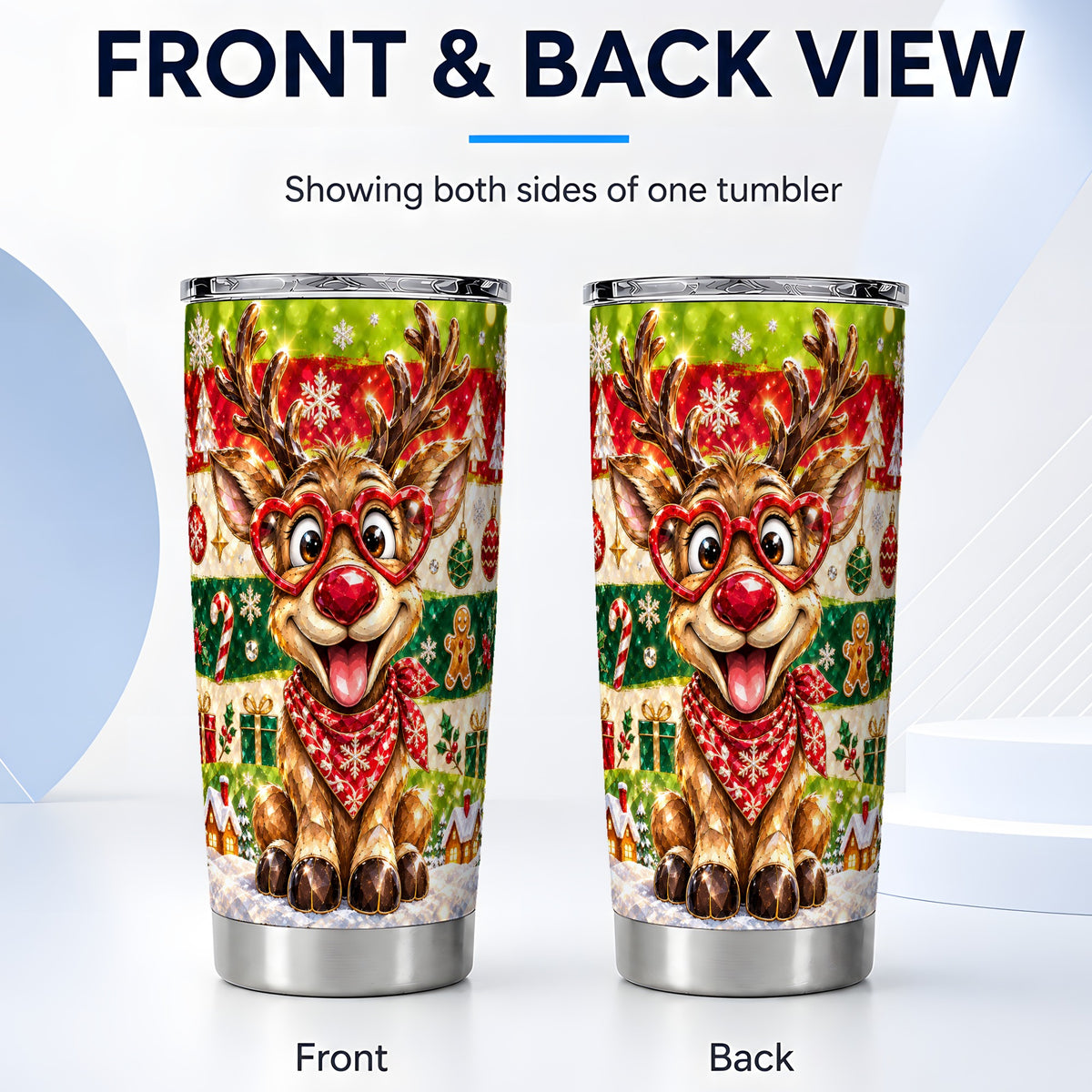 #pl[20oz|Steel] Funny Reindeer 20oz Tumbler, Christmas Tumbler, Stainless Steel Travel Cup
