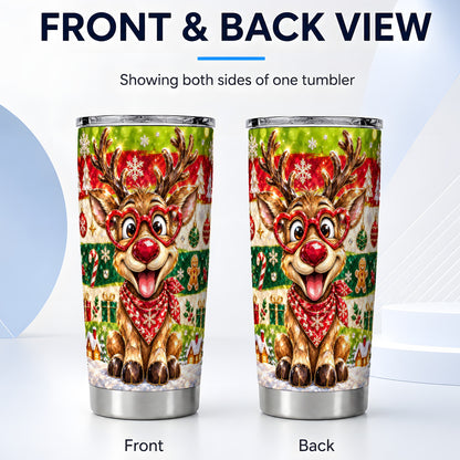 #pl[20oz|Steel] Funny Reindeer 20oz Tumbler, Christmas Tumbler, Stainless Steel Travel Cup