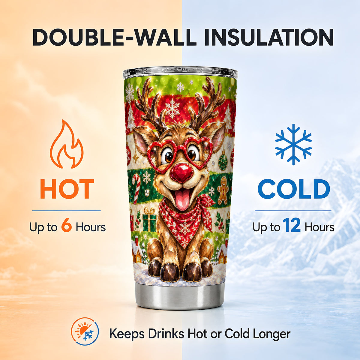 #pl[20oz|Steel] Funny Reindeer 20oz Tumbler, Christmas Tumbler, Stainless Steel Travel Cup
