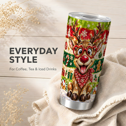 #pl[20oz|Steel] Funny Reindeer 20oz Tumbler, Christmas Tumbler, Stainless Steel Travel Cup