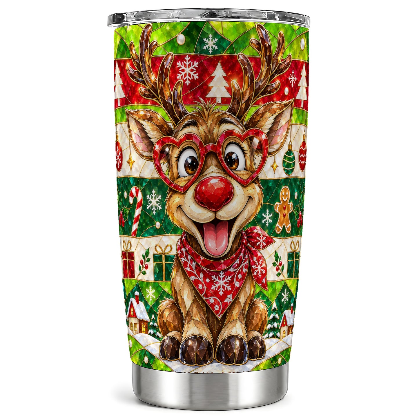 Reindeer Tumbler 20oz, Christmas Deer Tumbler, Stainless Steel Travel Cup