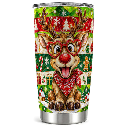 Reindeer Tumbler 20oz, Christmas Deer Tumbler, Stainless Steel Travel Cup