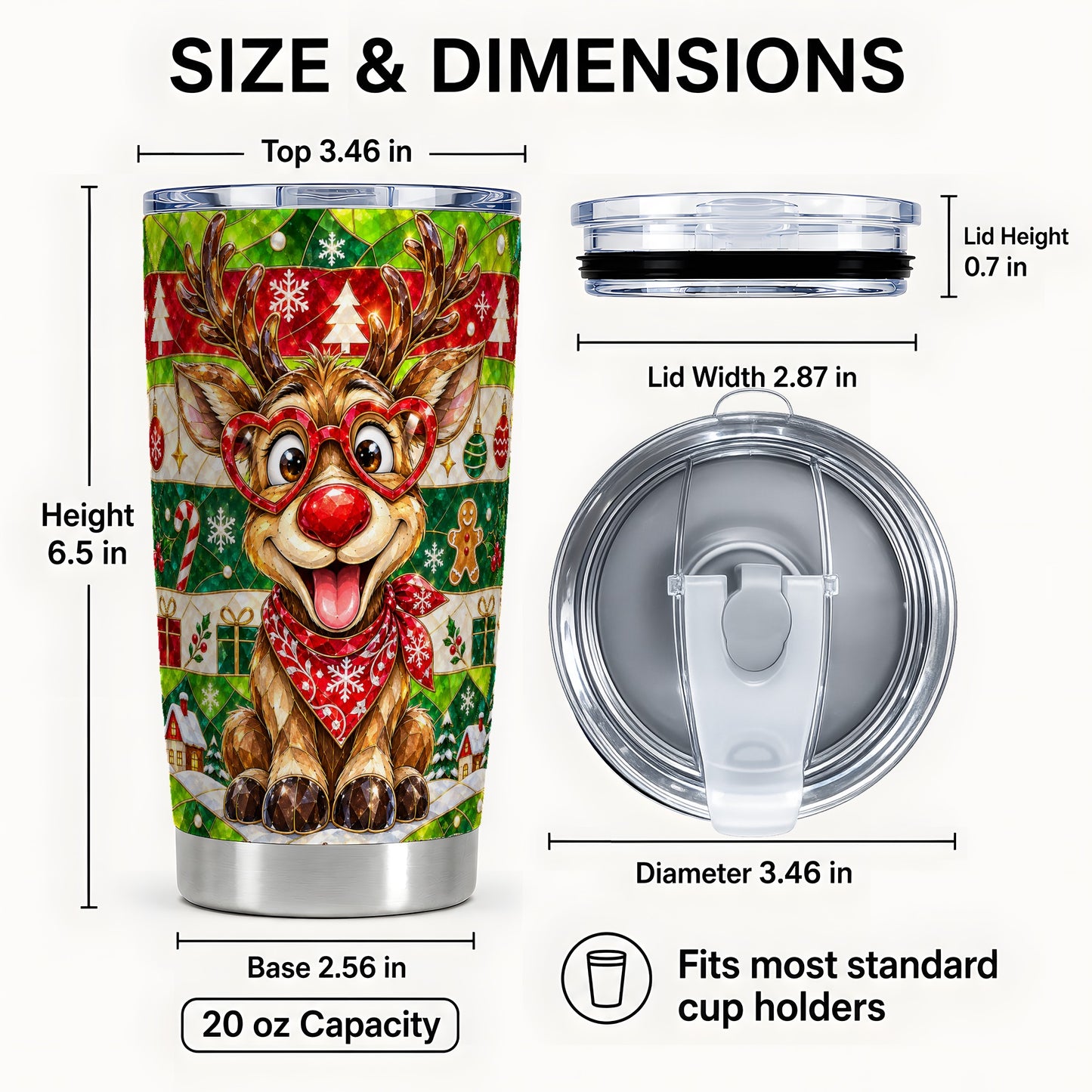 #pl[20oz|Steel] Reindeer Tumbler 20oz, Christmas Deer Tumbler, Stainless Steel Travel Cup