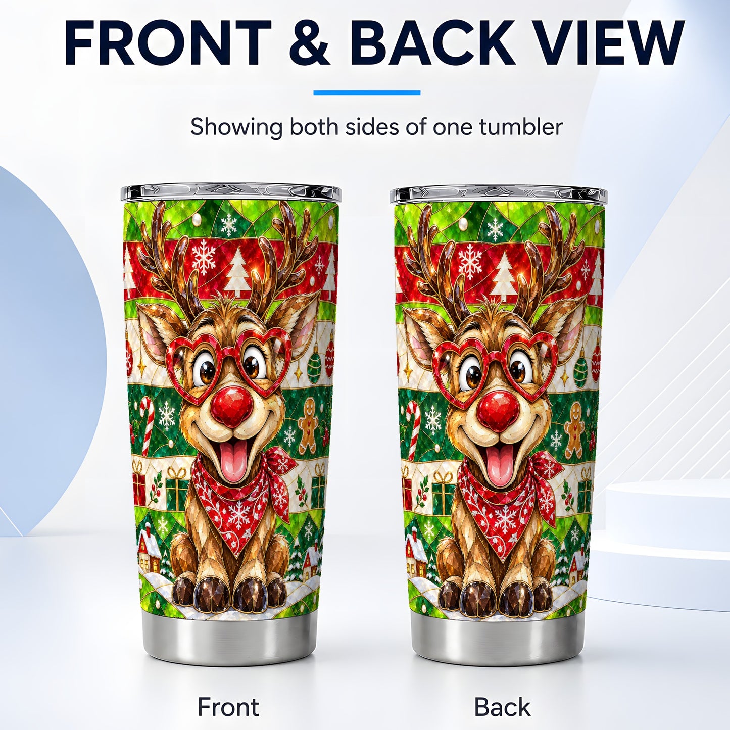 #pl[20oz|Steel] Reindeer Tumbler 20oz, Christmas Deer Tumbler, Stainless Steel Travel Cup